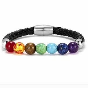 7 Chakra Bracelet Colorful Beads with Black Band